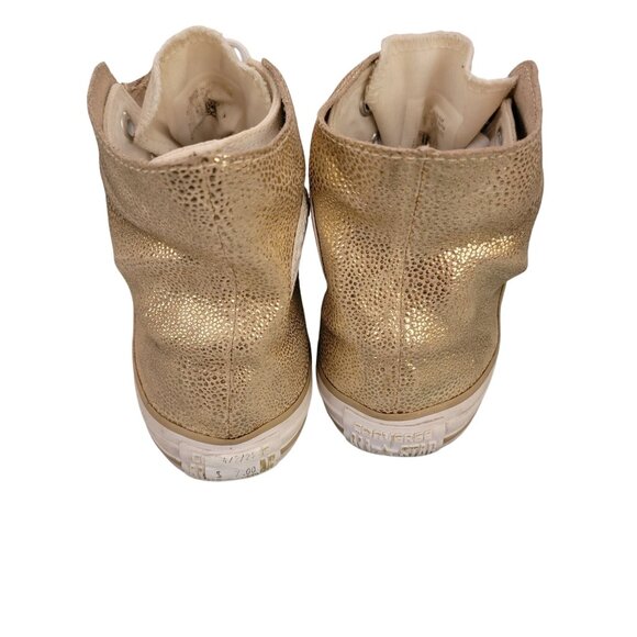 Converse All Star CTAS Shroud Gold Metallic High-Top Sneakers With Zipper Closur - Picture 3 of 9